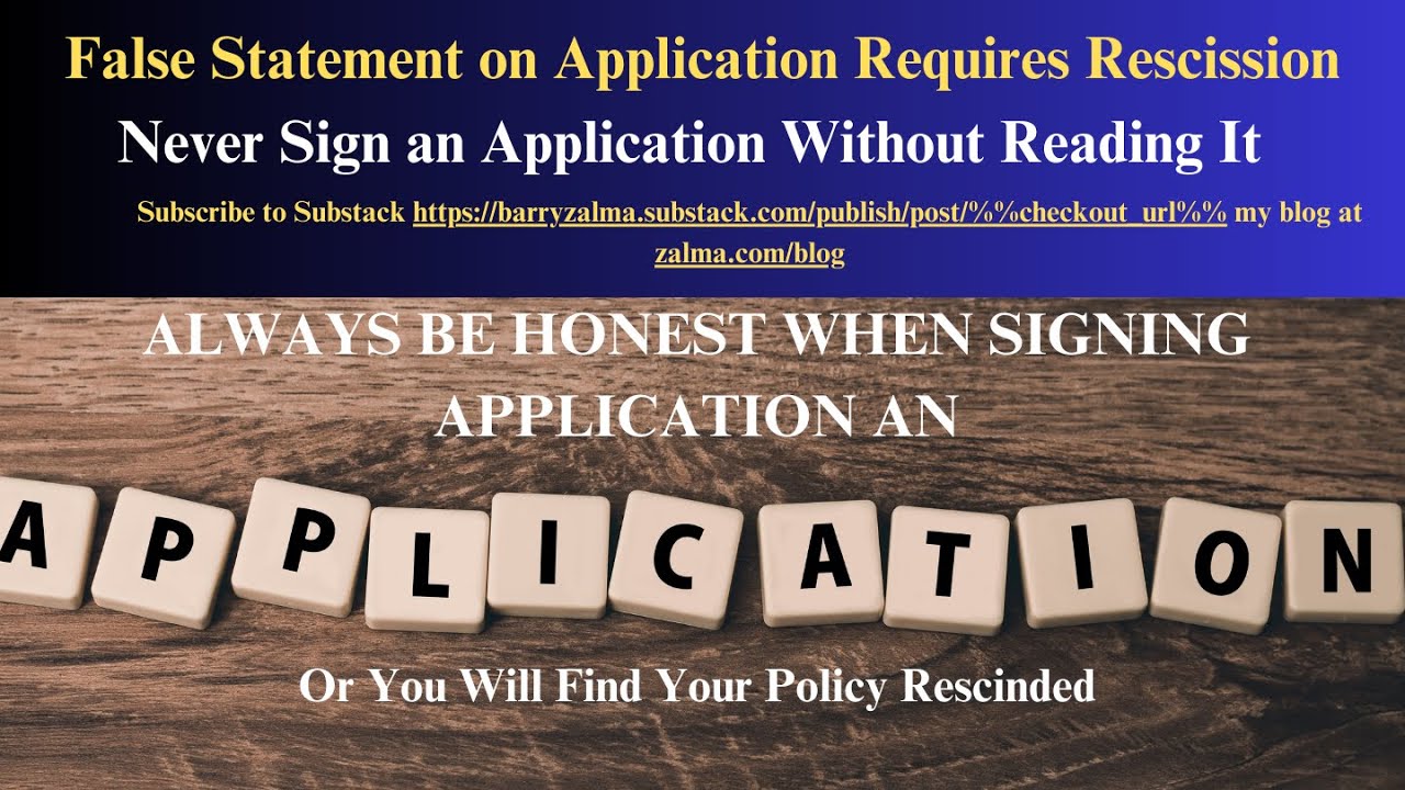 False Statement on Application Requires Rescission - YouTube