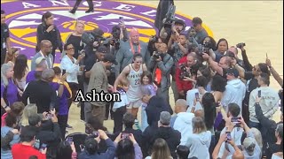 Caitlin Clark meets Ashton Kutcher, Mila Kunis and family after first win