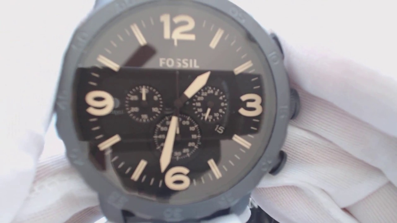 Men's Fossil Nate Chronograph Brown Watch JR1356 - YouTube