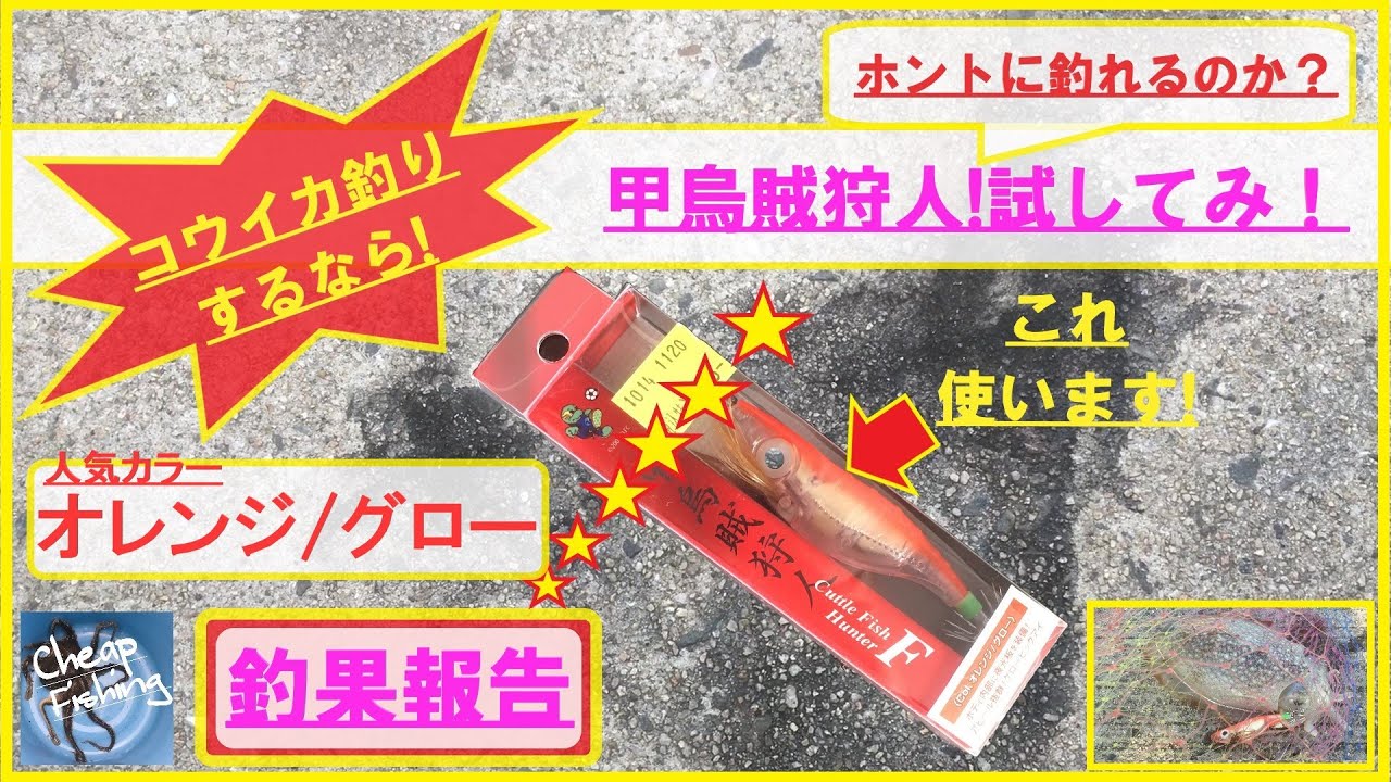 コウイカ釣りなら 甲烏賊狩人 オレンジ グロー 100均仕掛けも使ったコウイカの釣り方で挑戦 Youtube