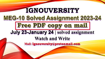 MEG 10 Solved Assignment 2023-24 | meg10 2023-24 | July-January 2023-24 | Free pdf copy |MEG| IGNOU
