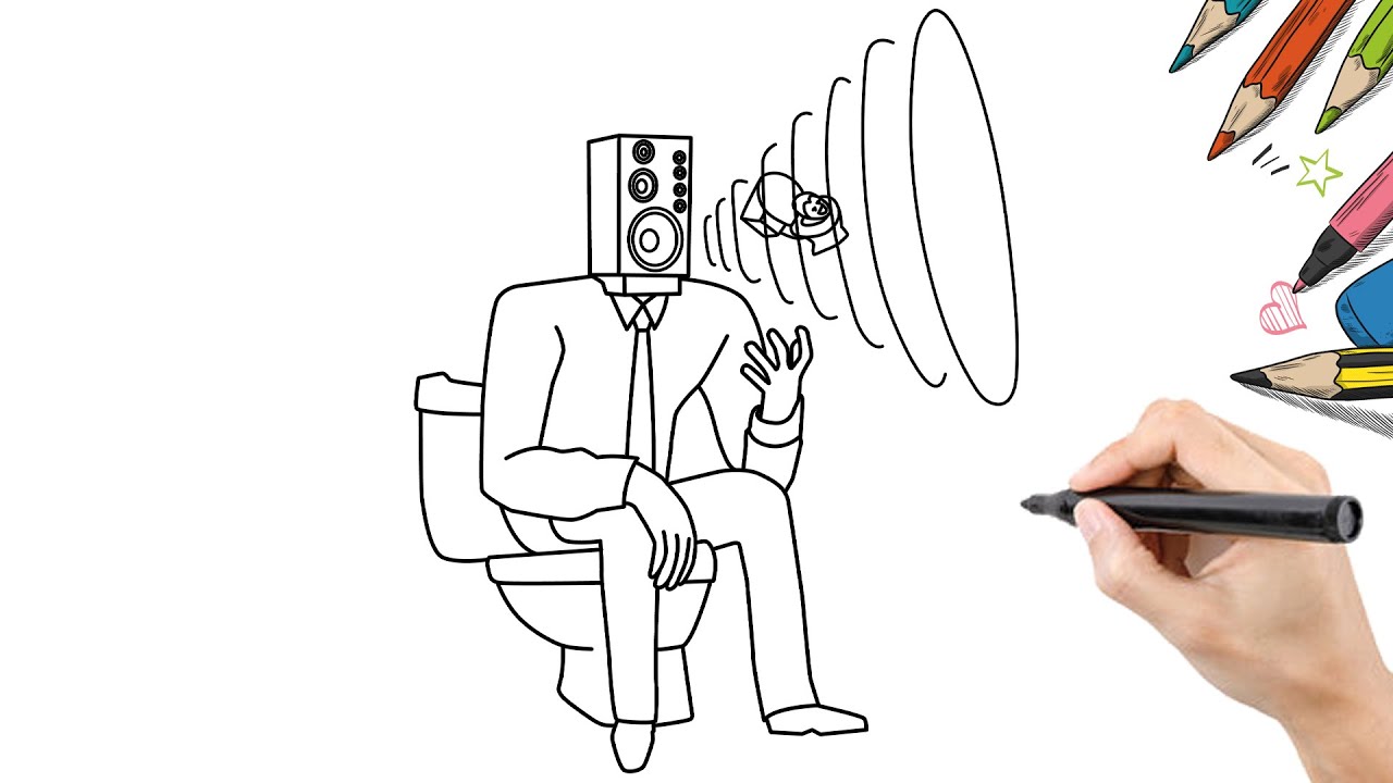 大きなスピーカーマンの描き方 - スキビディトイレ - YouTube
