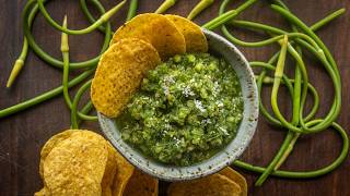 Tomatillo and Garlic Scape Salsa
