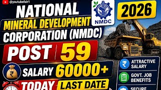 NMDC Recruitment 2026 😱 59 Posts | ₹60000 Salary | Last Date Today #nmdc #govtjobs #jobupdates