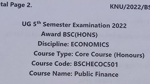 ECONOMICS Honours Finance 501 Question Paper 2022 5th Semester Kazi Nazrul University KNU sem Hons