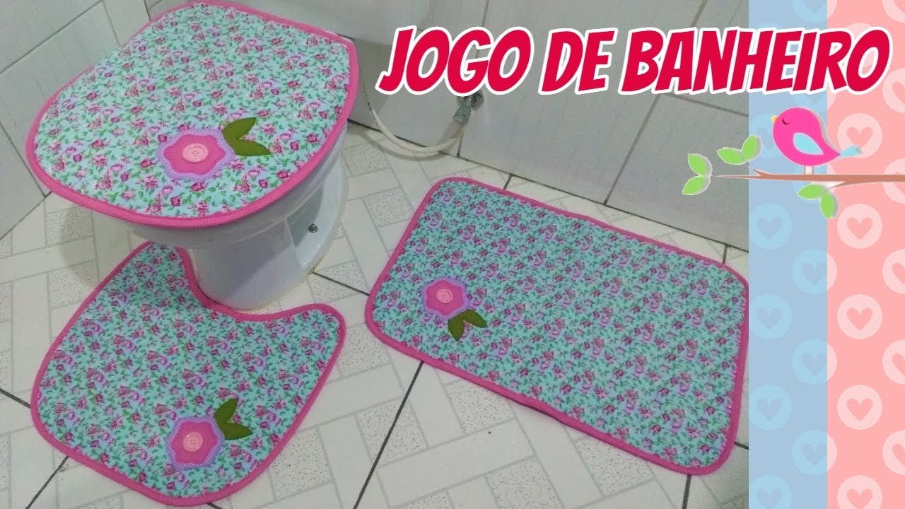 Como Fazer Jogo de Banheiro de Tecido com 3 peças Tapetes Antiderrapantes - Costura Iniciante