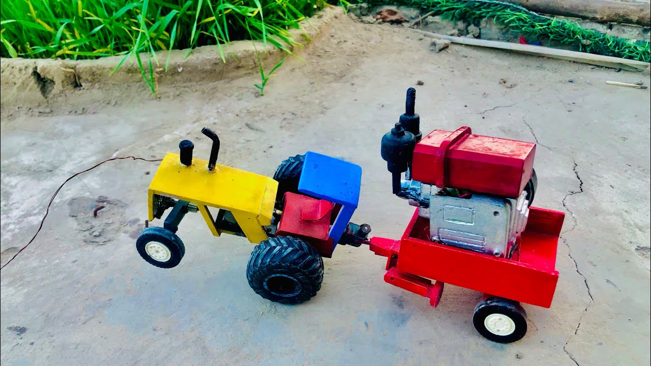 diy tractor mini diesel engine flour mill | diy mini tractor | science project | tractor