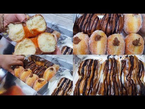 دونتس و سينابون و بومبلوني بعجينه واحده قطنيه وهشه مع سعر البيع لشغل الاونلاين