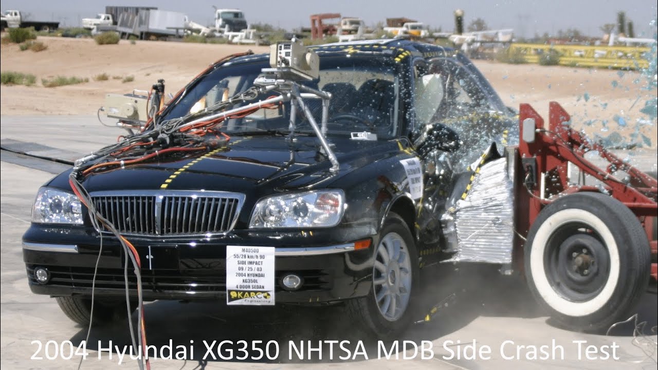 2004-2005 Hyundai XG350 (w/SAB) NHTSA MDB Side Crash Test - YouTube