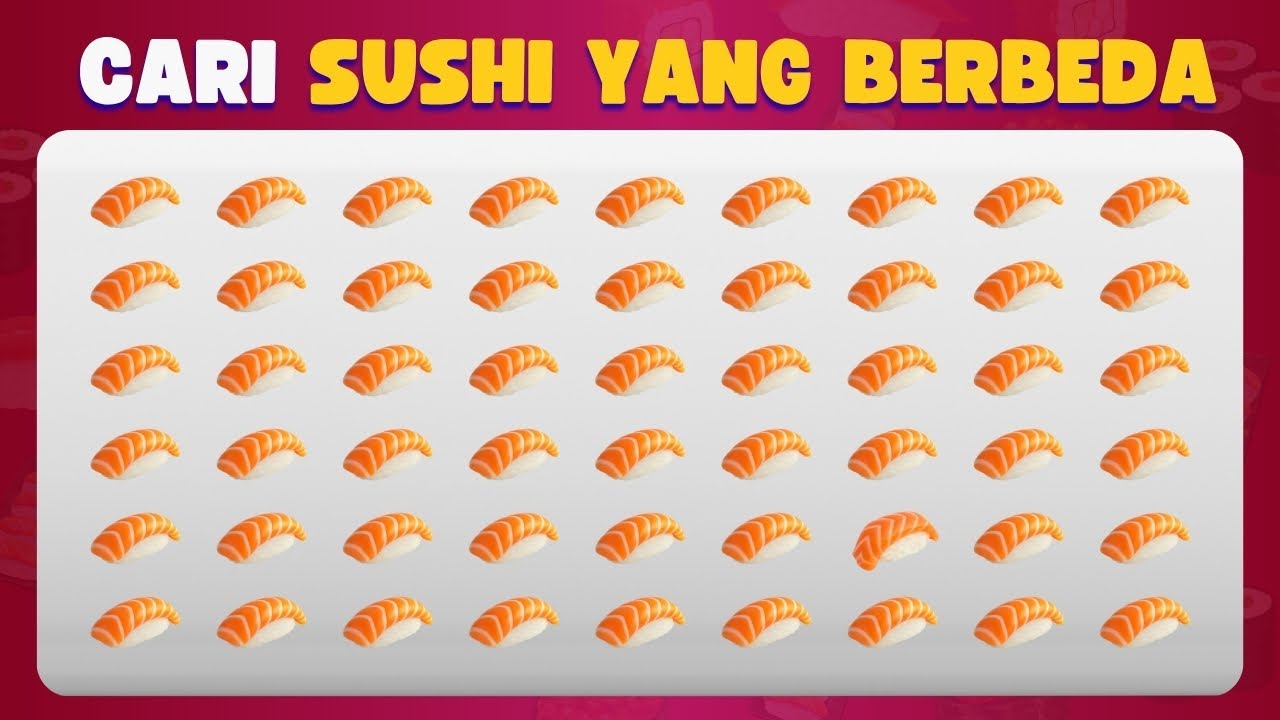 Cari Gambar yang Berbeda Edisi Sushi 🍣 Tingkat Sulit, Sedang dan Mudah - Cerita Quiz ✨😋