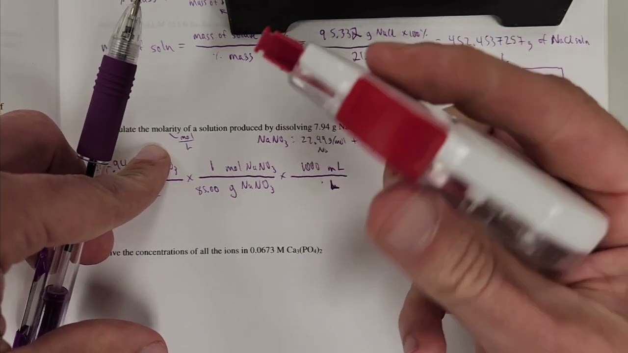 Video Key: Review Worksheet - Aqueous Solution Calculation Problems