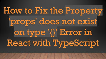 How to Fix the Property 