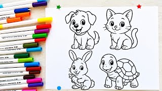 Magical 🐶🐱 Learn Animals & Colors with Cute Coloring Pages | Fun Coloring for Kids! 🌈