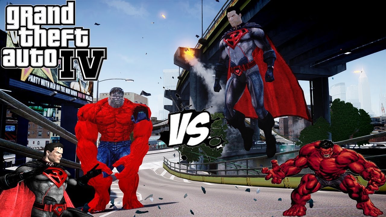 Injustice Superman vs Red Hulk - Epic Battle - Grand Theft Auto - YouTube