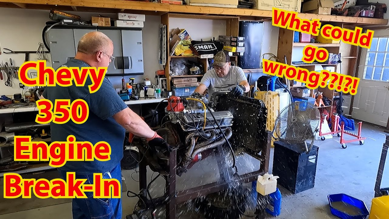 350 small block motor engine stand break-in. - YouTube
