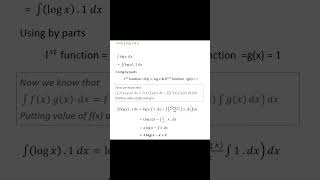 Integration of logx | integration by parts #calculus #integration #log #derivatives #maths #shorts