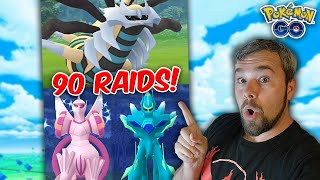 90 Origin Dialga, Palkia, & Giratina Raids Completed! We got a Shundo Check! (Pokémon GO)