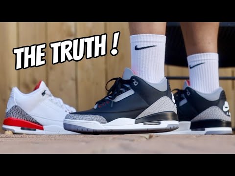 2024 Air Jordan 3 Black Cement comparison and On Foot - YouTube