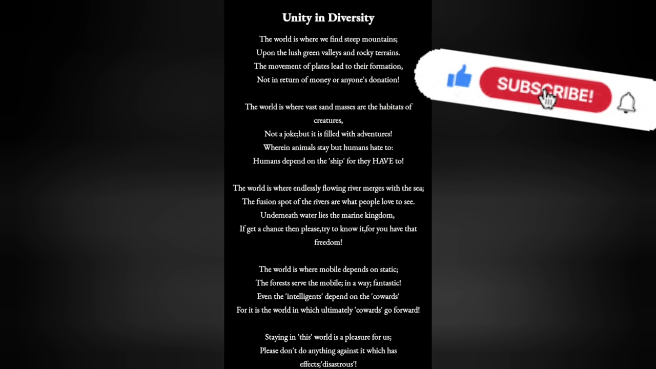 Unity in Diversity Original Poem