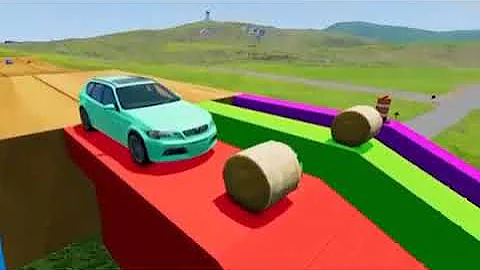 big & small car vs star colors with portal Trap - Cars vs Train vs Giant pit - beamng.Drive