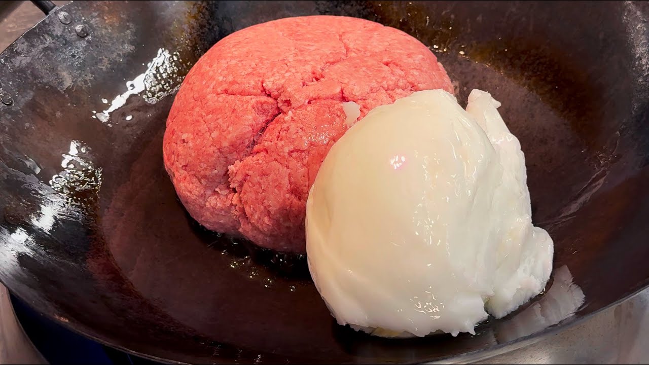 ひき肉ラードにんにくジョウユ炒飯　Minced meat lard garlic soy sauce fried rice