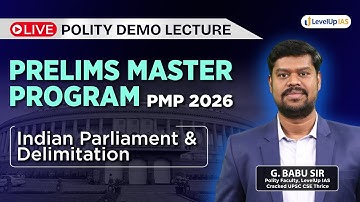 🔴Polity for UPSC Prelims 2026 | PMP 2026 Demo Class by G Babu sir (cracked UPSC thrice) #levelupias