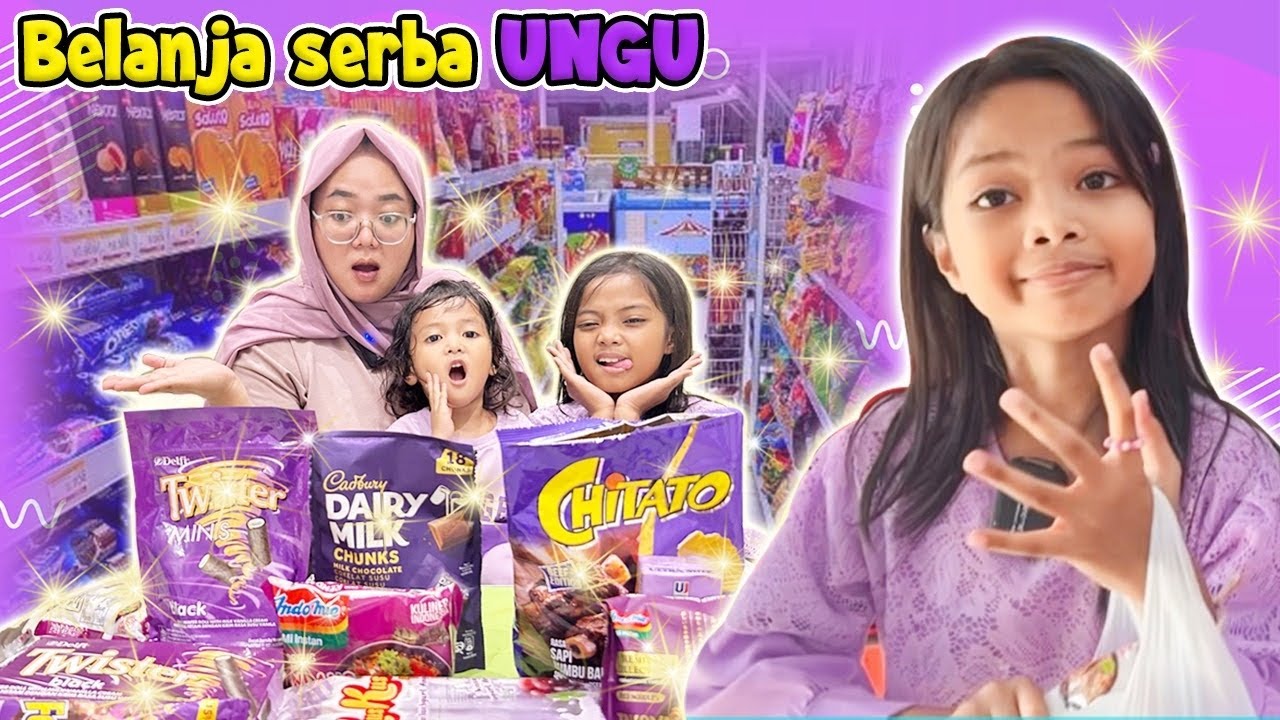 ZULFA BORONG JAJANAN SERBA UNGU | AYU HEBOH SEMUA PENGEN 🤯 | BU PIPI GEMES LIAT AYU DORONG BELANJAAN