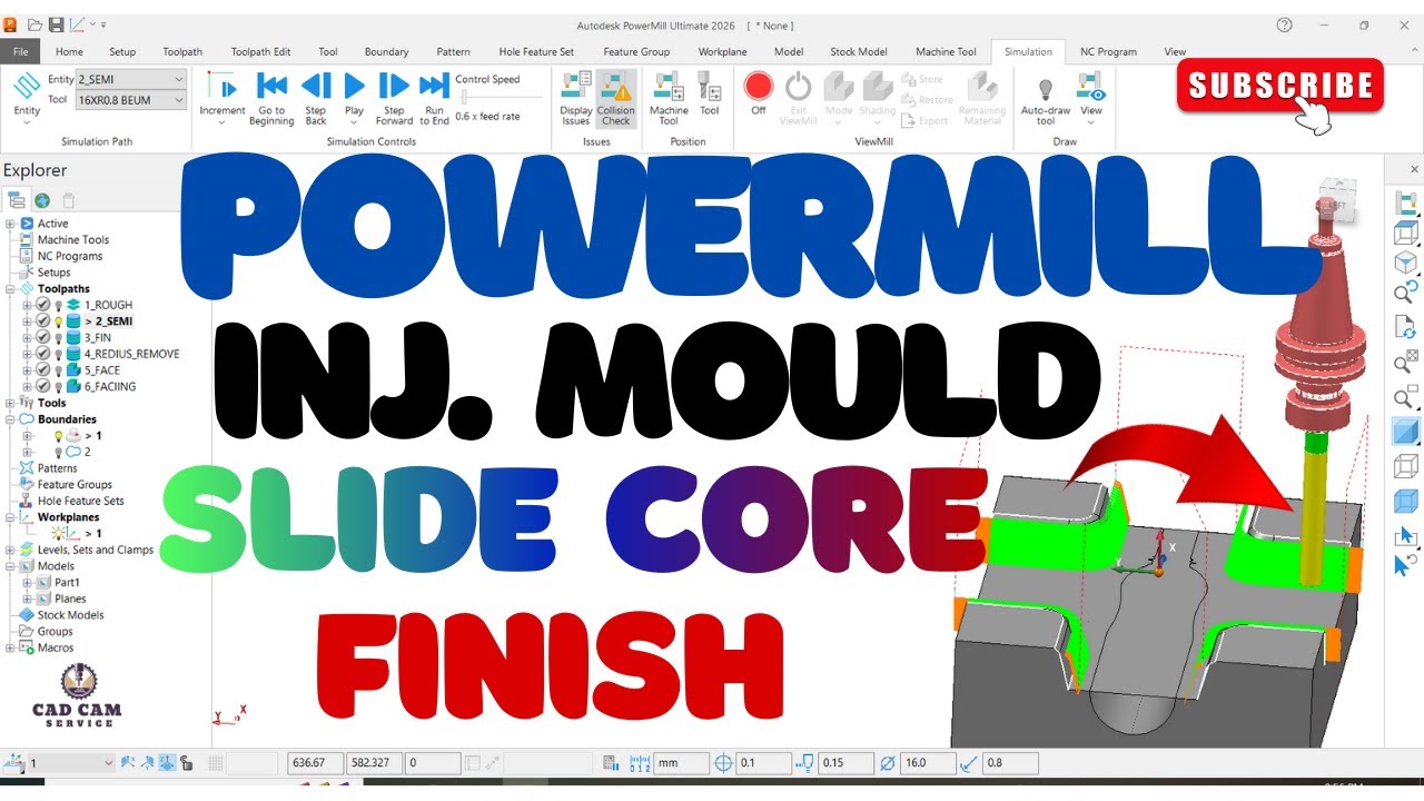 Powermill Delcam Mould Slide Core Finishing Tutorial 