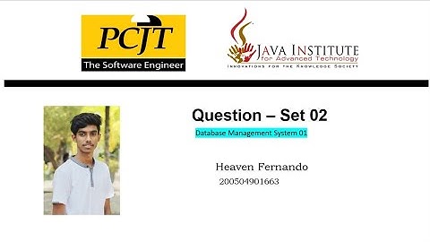 Database Question set 02 | java institute | Heaven Fernando