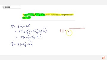 If  vec a= hat i+2 hat j , vec b= hat j+2 hat k ,\  write a unitvector along the vector 3 vec a-...