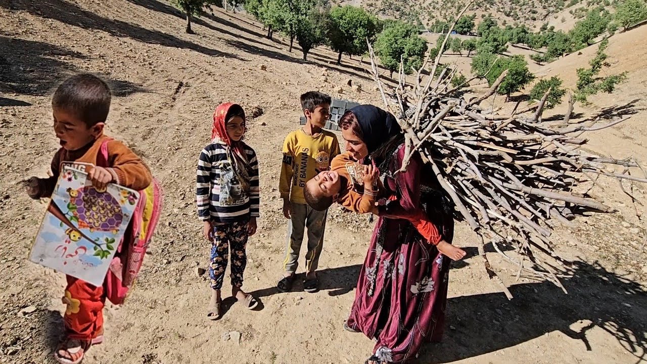 Life of a Nomadic Mother: Gathering Firewood and Cooking for Her Family ...