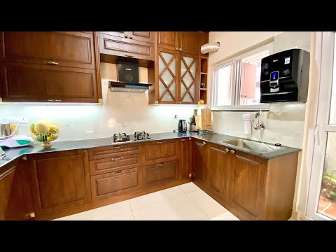 Teak Wood Modular Kitchen // Fully Teak Wooden Cabinets // Royal Look