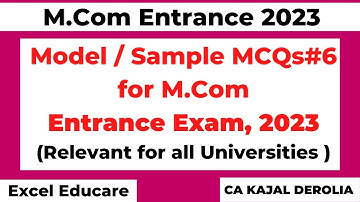 Model Paper for M.Com Entrance 2023 | M.com Entrance Practice Set 2023 | Part 6 | CUET | DUET | All|