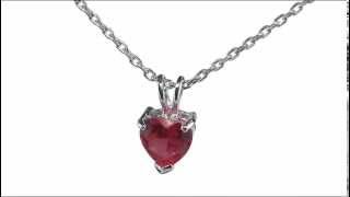 Created Ruby Heart Earrings and Pendant Set 3.0 Carat in Sterling Silver Net Worth