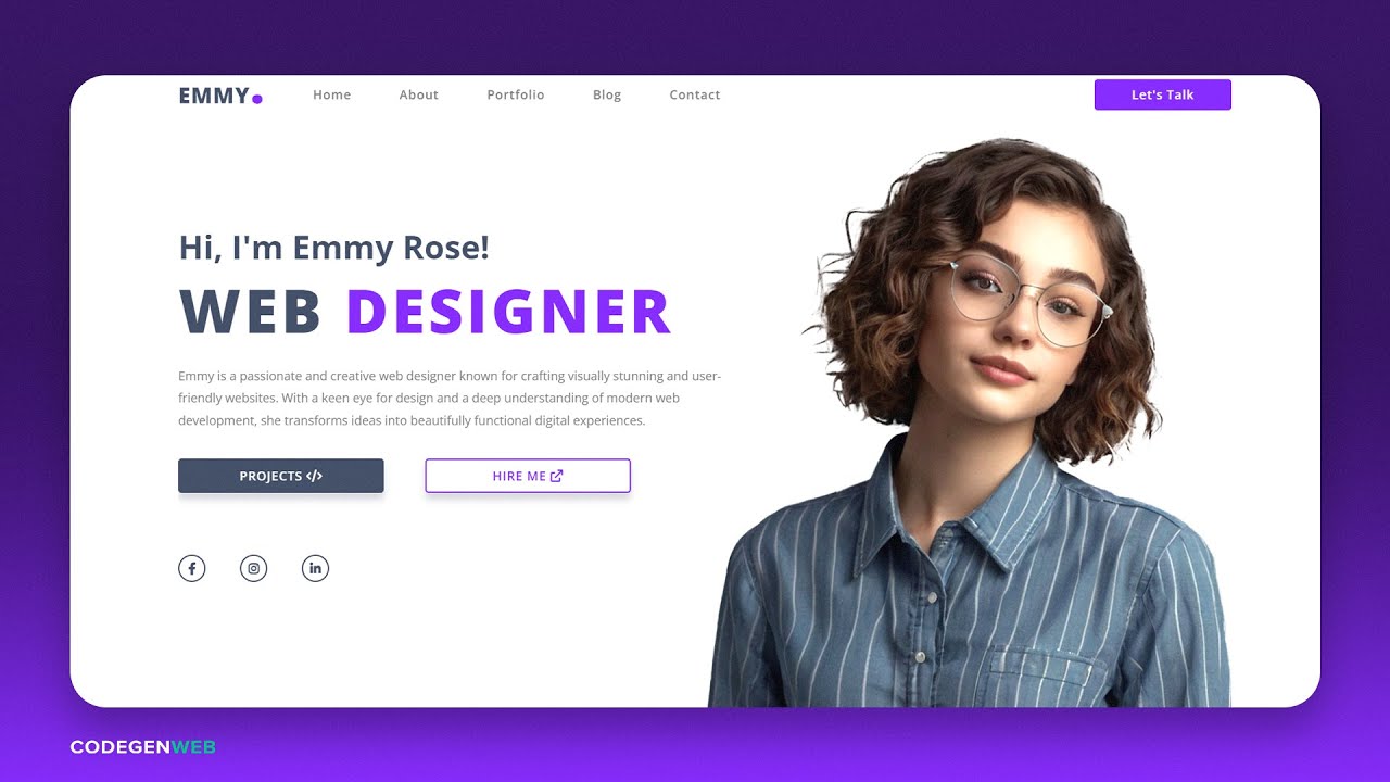 How to create Portfolio Website Using HTML and CSS | Full Web Design ...
