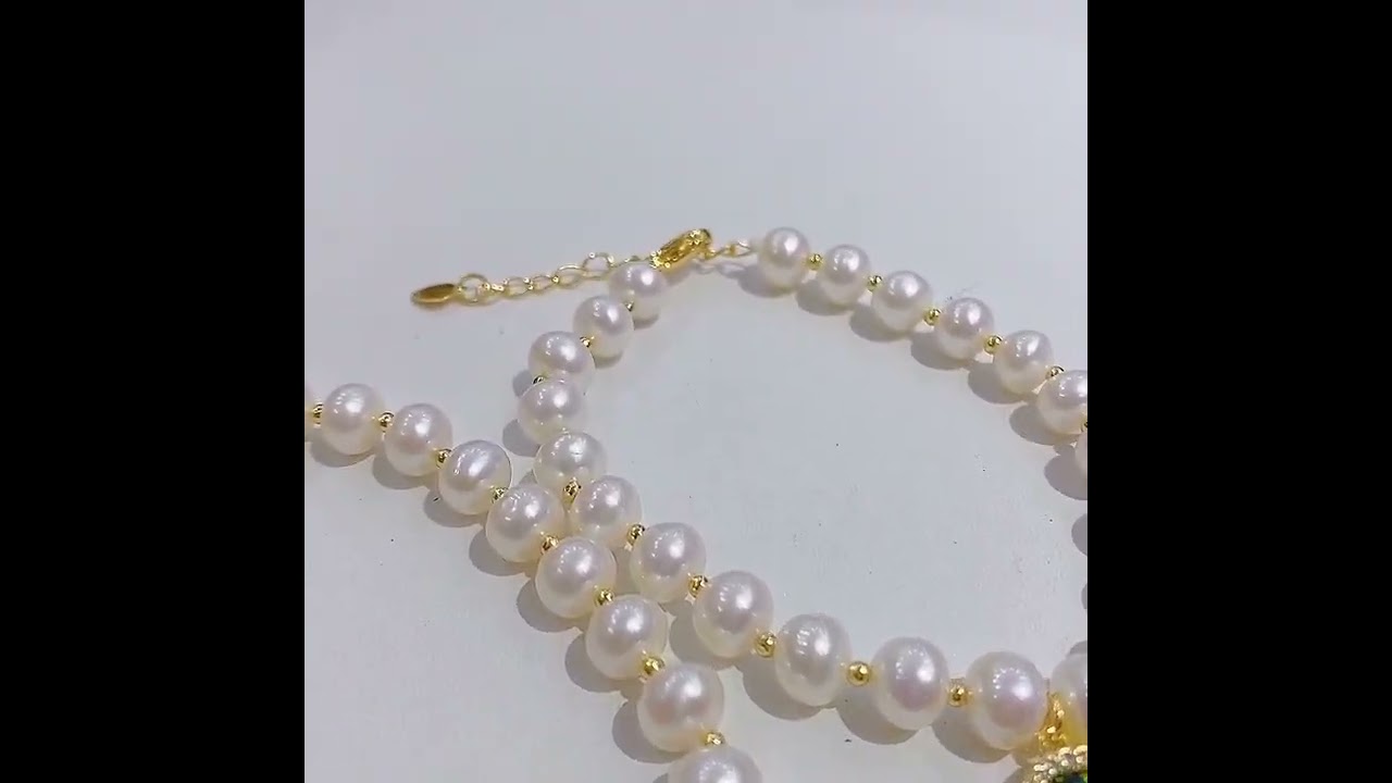 7 8mm Freshwater Pearl Bracelet & Opal