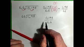 Divide Decimals with Long Division  0 198 divided by 6 6