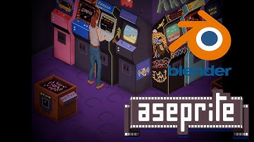 Pixel Art Arcade. (Aseprite + Blender Compositor Making of)