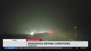 Slick roads, fog on 15 Fwy heading into Cajon Pass