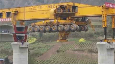 SLJ900 32 Bridge Girder Erection Monster Machine   YouTube 360p