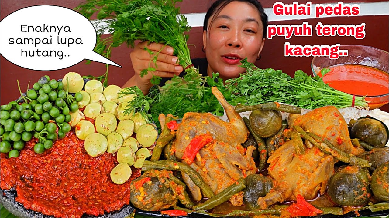 NAMBAH SAMPAI LUPA HUTANG🤣‼️GULAI PEDAS PUYUH TERONG KACANG ,SAMBAL TERASI & LALAPAN