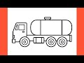 How to draw a fuel truck easy  drawing oil tanker step by step