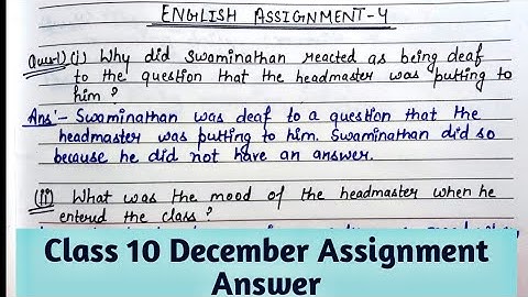 Class 10 December Assignment Answer|| class 10 English Assignment Answer| class 10 December answers