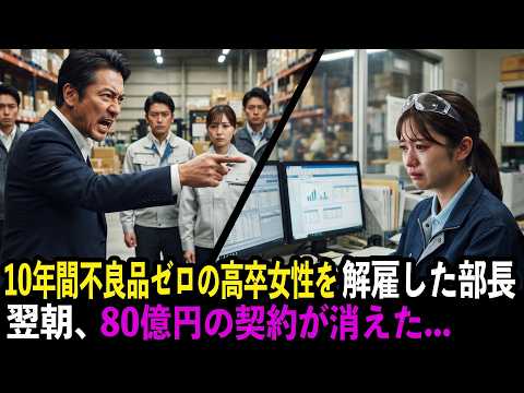 「派遣は黙って働けｗ」10年不良品ゼロの高卒女性を解雇した部長。翌朝、80億契約が消え....