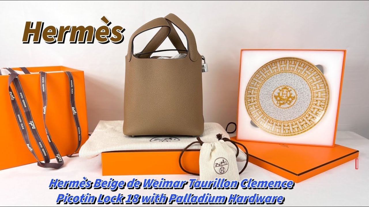 Hermes Picotin Lock 18 Etoupe Gold Hardware Clemence Leather – Mightychic