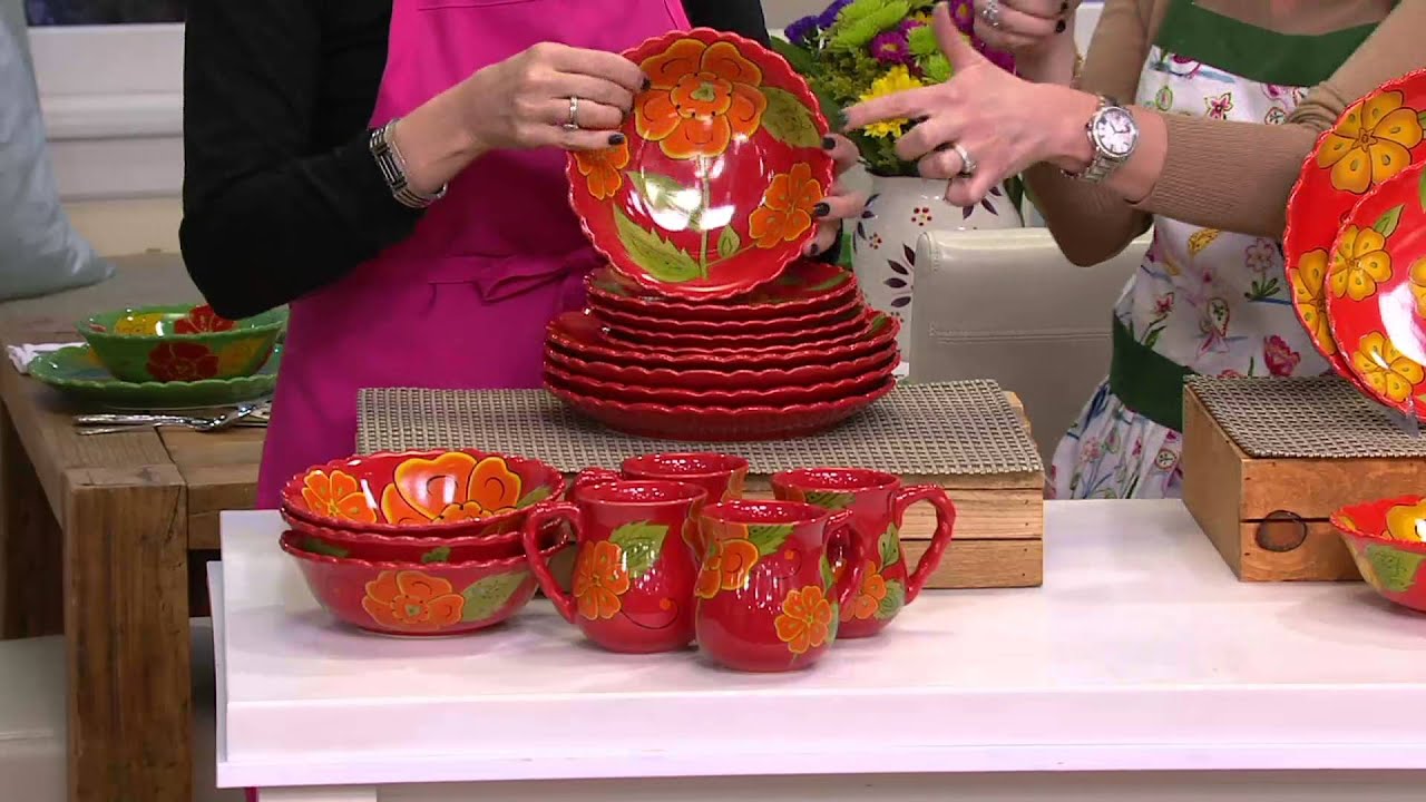 Temptations Poppy Passion 16piece Dinnerware Service for 4 on QVC