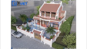 Mê mẩn trước thiết kế nhà thờ họ (từ đường) 2 tầng 3 gian 2 mái bê tông giả gỗ 12x9m tại Thường Tín