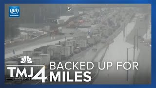 Massive backup blocks traffic from crossing state lines on interstate