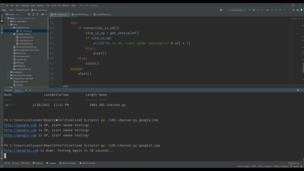 site Checker Python YouTube