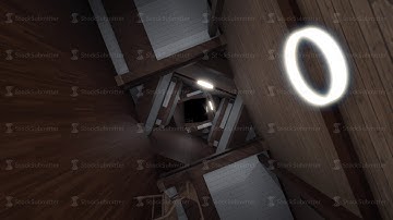 Endless long corridor in a form of surreal tunnel. Animation. Abstract spinning vortex of the old